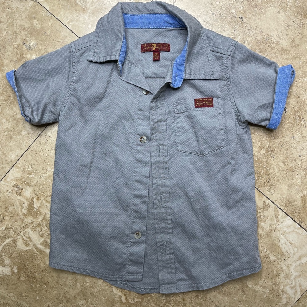 Seven for all mankind boys gray button down shirt